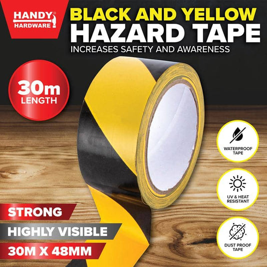 Construction Black Yellow Hazard Duct Tape 30M - NextParty