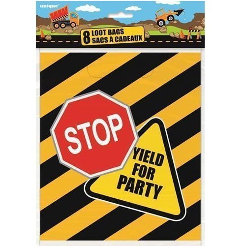 Construction Plastic Party Bags 8pk - NextParty