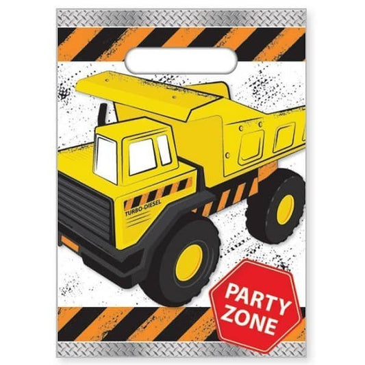 Construction Plastic Party Bags 8pk - NextParty