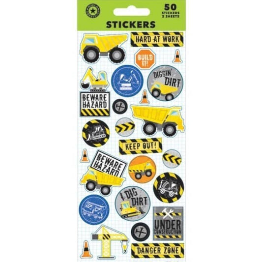 Construction Sticker Sheets 50pk (2 Sheets) - NextParty