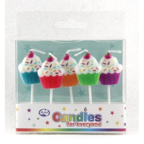 Cup Cakes Small Pick Candles 5pk - NextParty