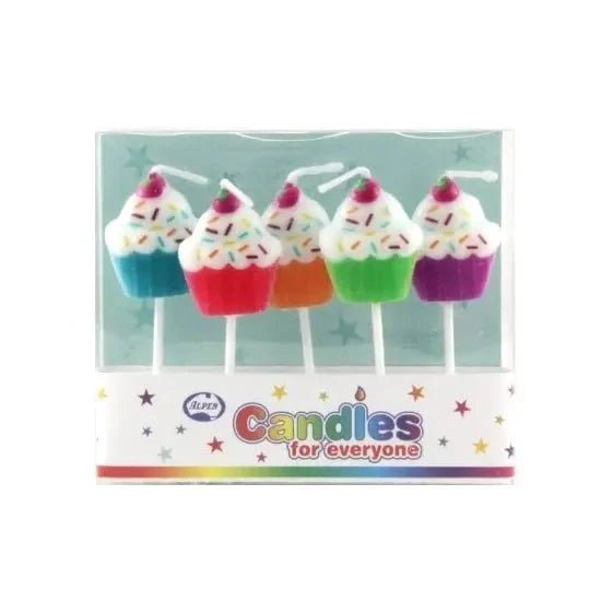 Cup Cakes Small Pick Candles 5pk - NextParty