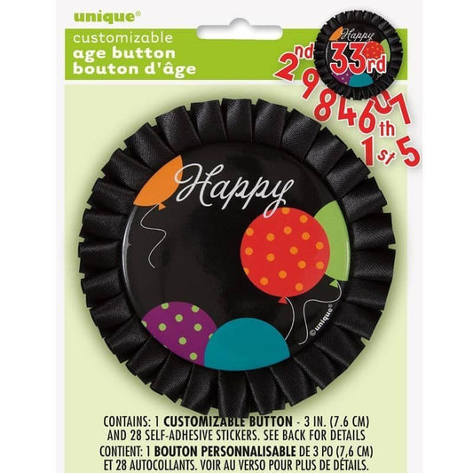 Customisable Black Birthday Confetti Badge 9.5CM - NextParty