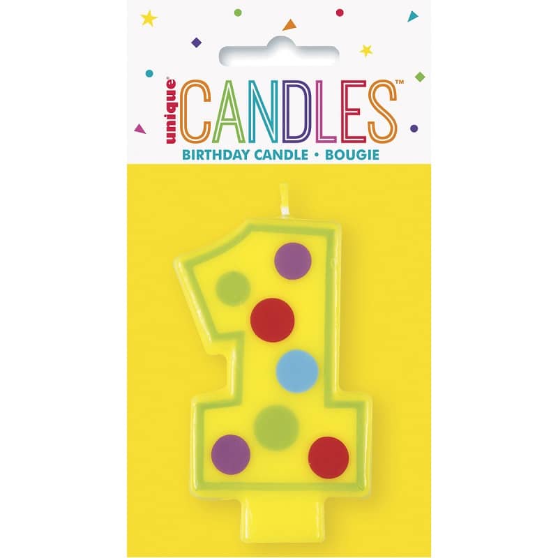 Decorative Numeral Candle "1" 8CM (3") 1st Birthday - NextParty