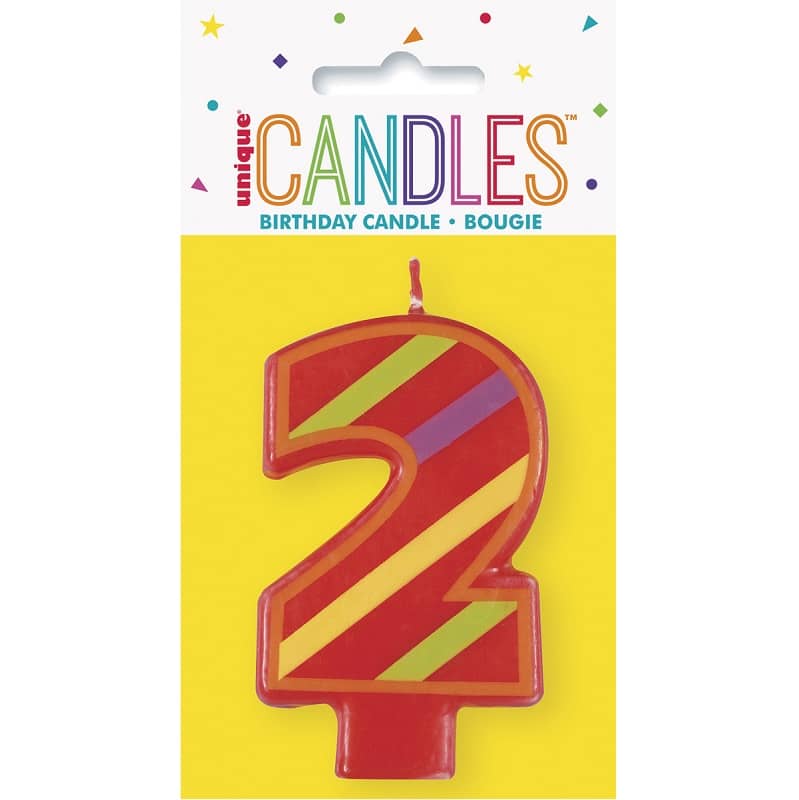 Decorative Numeral Candle "2" 8CM (3") 2nd Birthday - NextParty