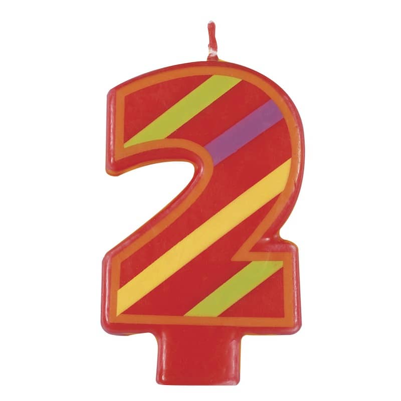 Decorative Numeral Candle "2" 8CM (3") 2nd Birthday - NextParty