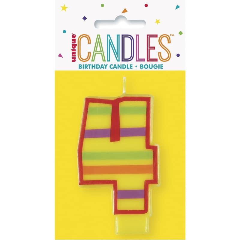 Decorative Numeral Candle "4" 8CM (3") 4th Birthday - NextParty