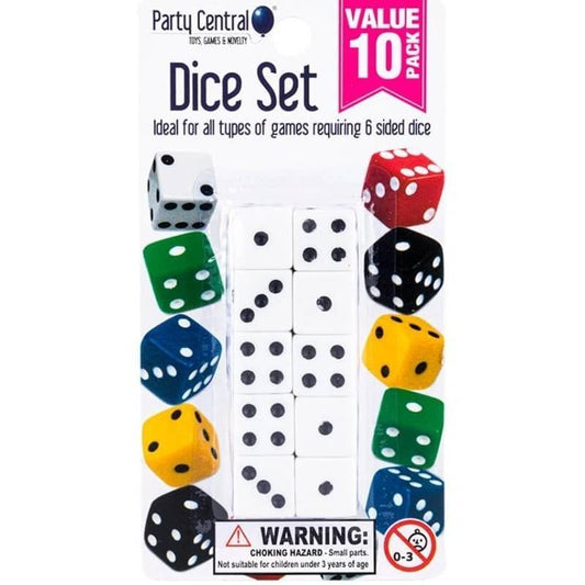 Dice Set 10pcs Black And White Dices Casino Party Game - NextParty