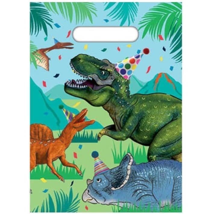 Dino Dinosaurs Plastic Party Bags 8pk - NextParty