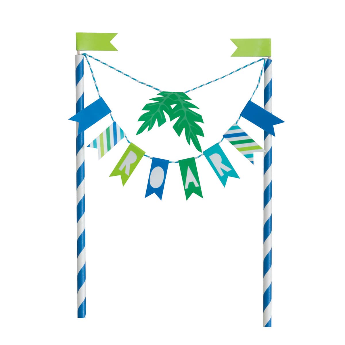 Dinosaurs Bunting Cake Topper Blue And Green - NextParty