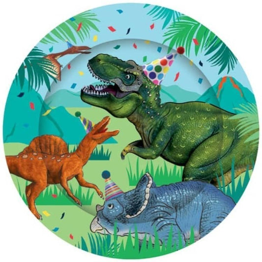 Dinosaurs Large Paper Plates 23CM (9") 8pk - NextParty