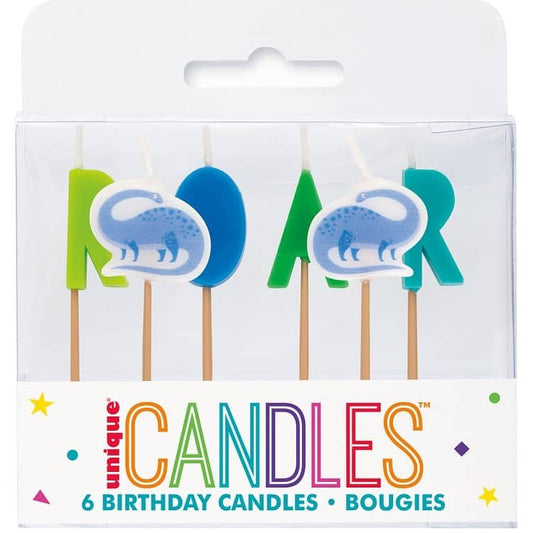 Dinosaurs "ROAR" Birthday Candles 6PCS - NextParty