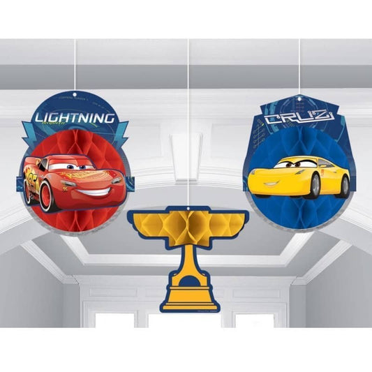 Disney Cars Hanging Honeycomb Decorations 3pk - NextParty