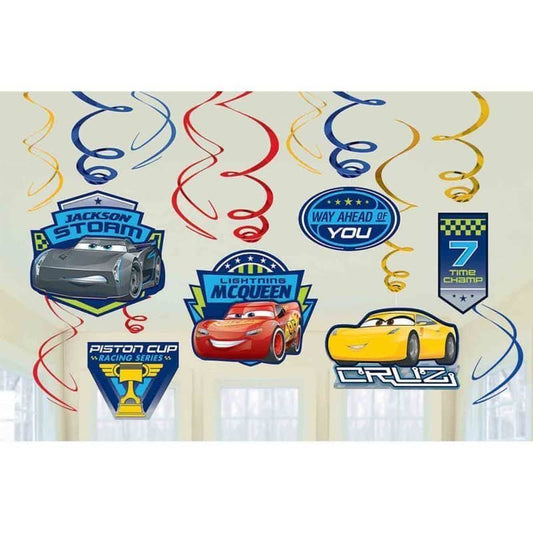 Disney Cars Hanging Swirl Decorations 12pk - NextParty