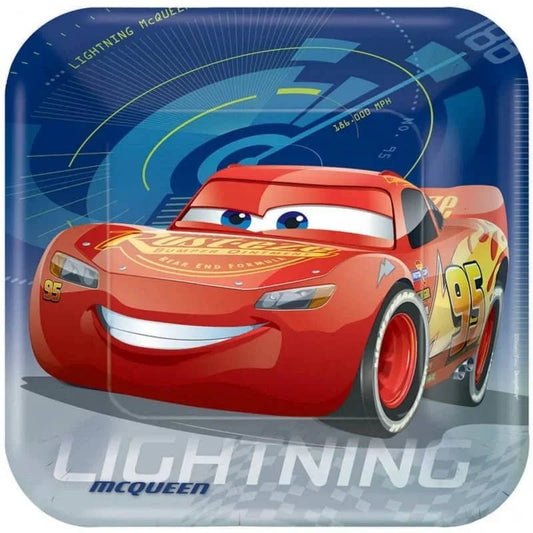 Disney Cars Large Square Paper Plates 23CM (9") 8pk - NextParty