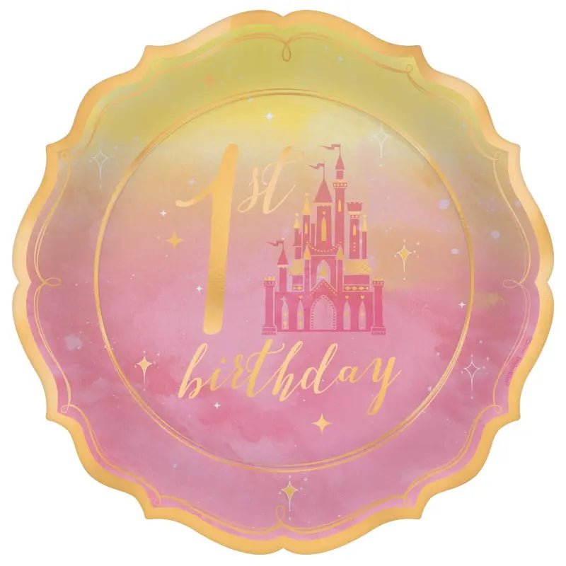 Disney Princess 1st Birthday Paper Plates 17cm (7") 8pk - NextParty