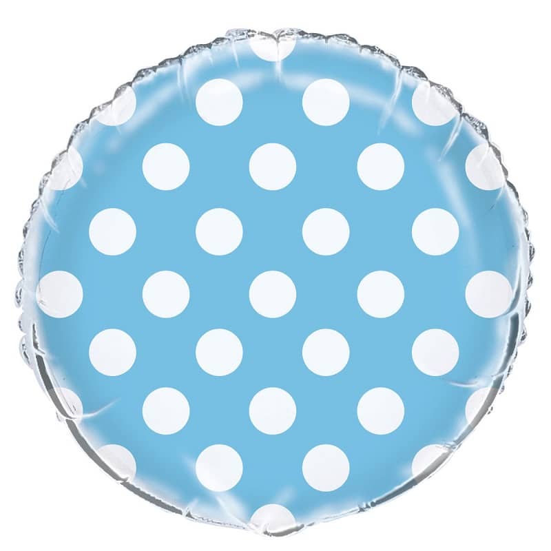 Dots Powder Blue Foil Balloon 45cm (18") - NextParty