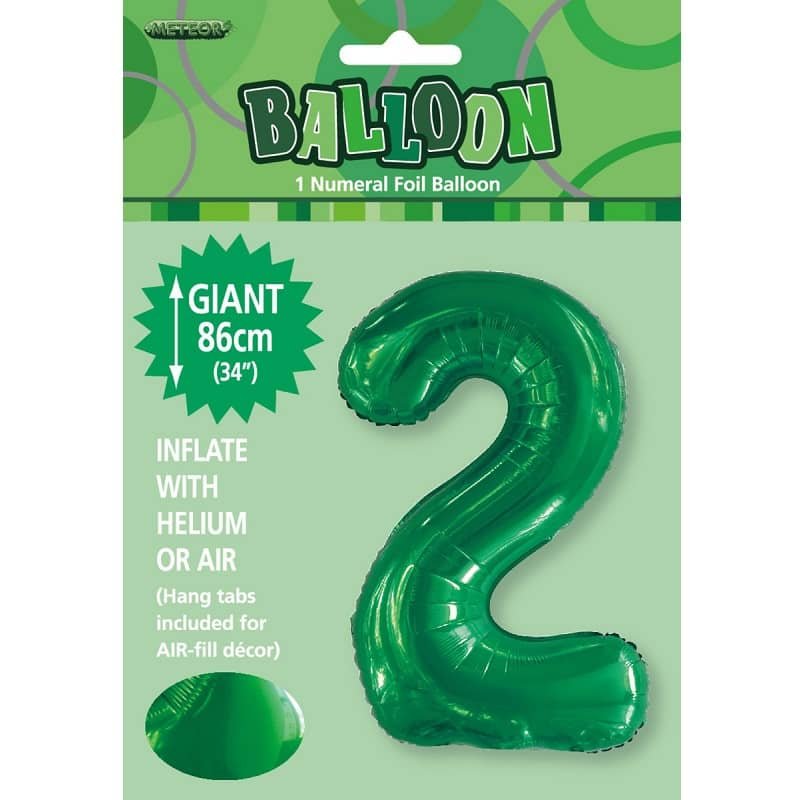 Emerald Green "2" Giant Numeral Foil Balloon 86CM (34") - NextParty