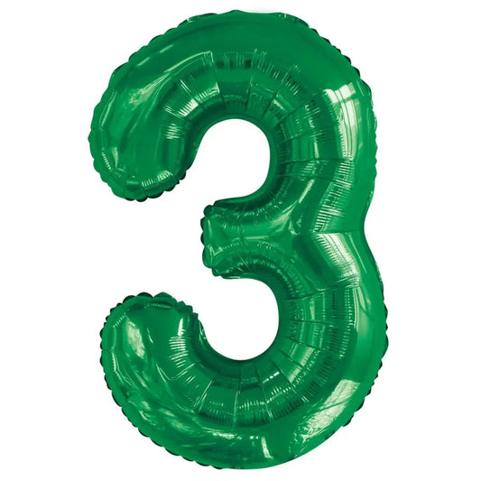 Emerald Green "3" Giant Numeral Foil Balloon 86CM (34") - NextParty