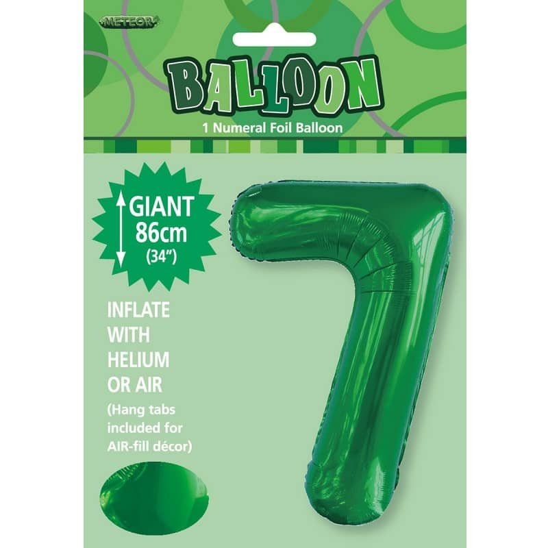 Emerald Green "7" Giant Numeral Foil Balloon 86CM (34") - NextParty