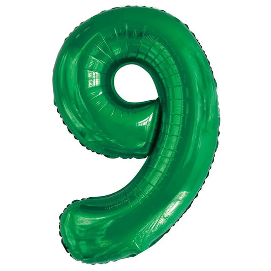 Emerald Green "9" Giant Numeral Foil Balloon 86CM (34") - NextParty