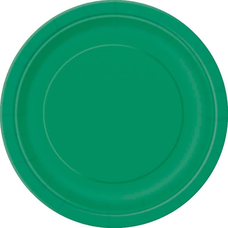 Emerald Green Small Round Paper Plates 18cm (7") 8pk Solid Colour - NextParty