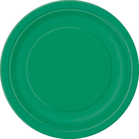 Emerald Green Small Round Paper Plates 18cm (7") 8pk Solid Colour - NextParty