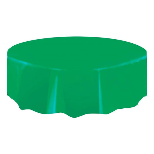 Emerald Green Solid Colour Round Plastic Table Cover 213cm (84") - NextParty