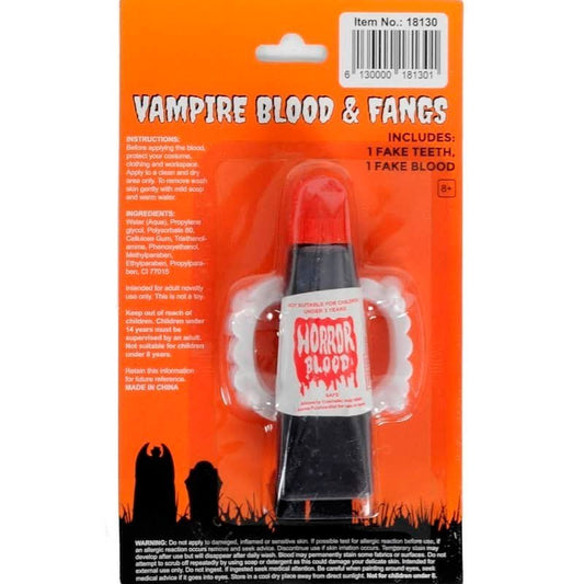 Fake Blood With Vampire Teeth Halloween Horror - NextParty