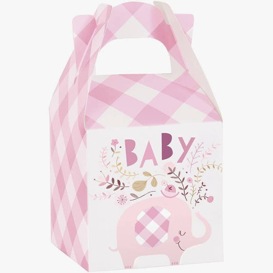 Floral Elephants Baby Shower Pink Treat Boxes 8pk - NextParty