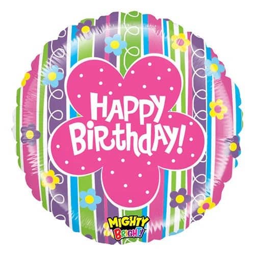 Floral Happy Birthday Foil Balloon 53cm (21") - NextParty