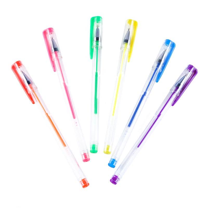 Gel Pens 0.8mm 6pk Assorted Fluro Ink Colours - NextParty