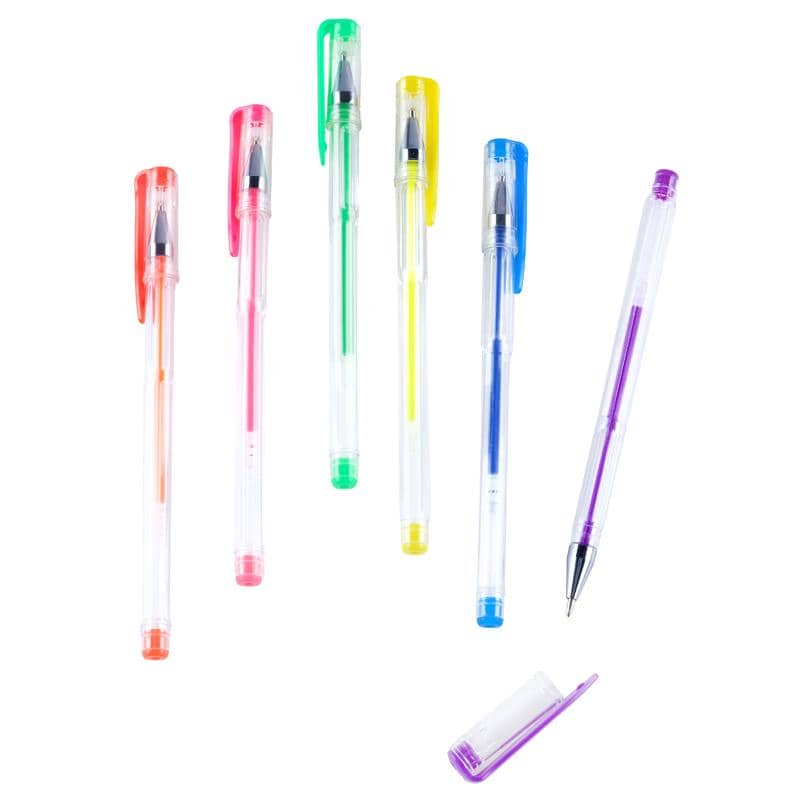 Gel Pens 0.8mm 6pk Assorted Fluro Ink Colours - NextParty