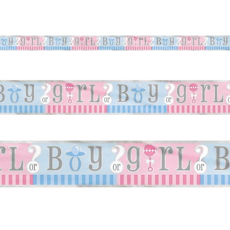 Gender Reveal "Boy Or Girl" Foil Banner 3.6M (12') - NextParty