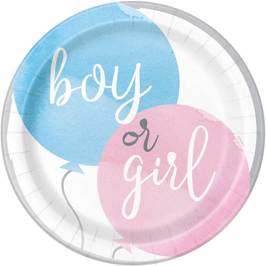 Gender Reveal Large Paper Plates 23CM (9") 8pk Tableware - NextParty