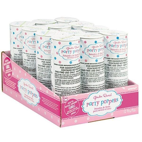 Gender Reveal Pink Confetti Poppers 12pk - NextParty