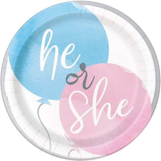 Gender Reveal Small Paper Plates 17cm (7") 8pk - NextParty