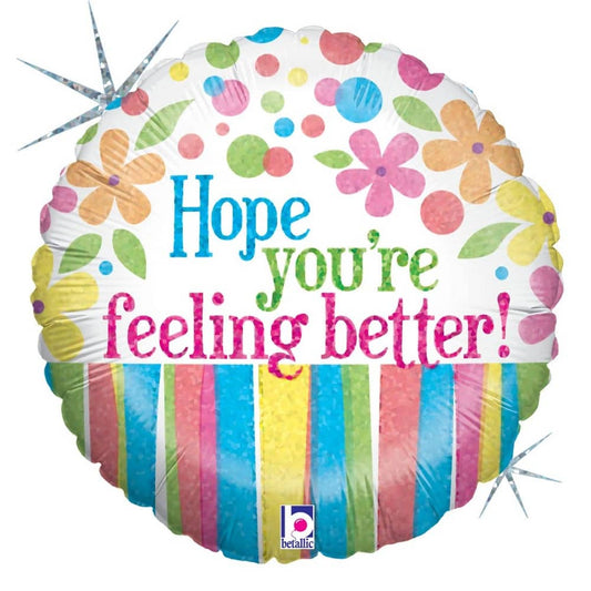 Get Well Soon Holographic Foil Balloon 45cm (18") - NextParty