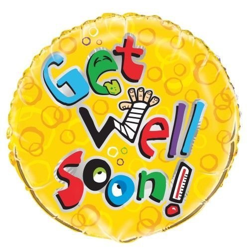 Get Well Soon Humour Yellow Foil Balloon 45cm (18") - NextParty