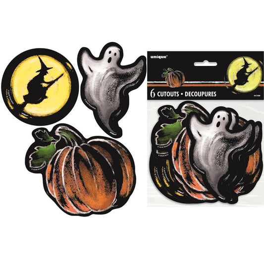 Ghostly Halloween Mini Cutouts 6pk Witch Pumpkin - NextParty