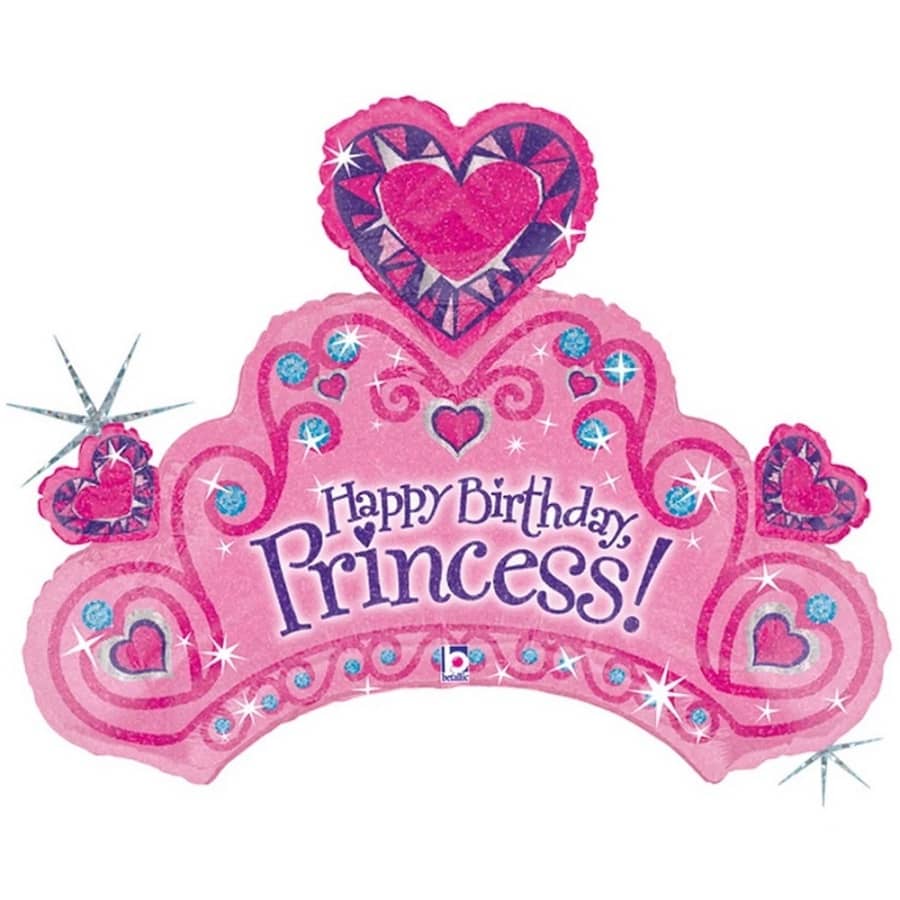 Giant Happy Birthday Princess Tiara Foil Balloon 86cm (34") - NextParty