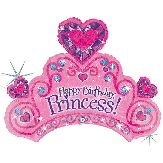 Giant Happy Birthday Princess Tiara Foil Balloon 86cm (34") - NextParty