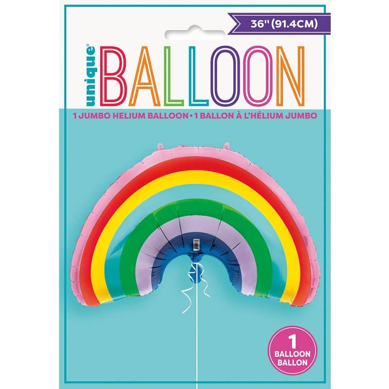 Giant Rainbow Foil Balloon 72.3cm (28.5") With Hang Tabs - NextParty