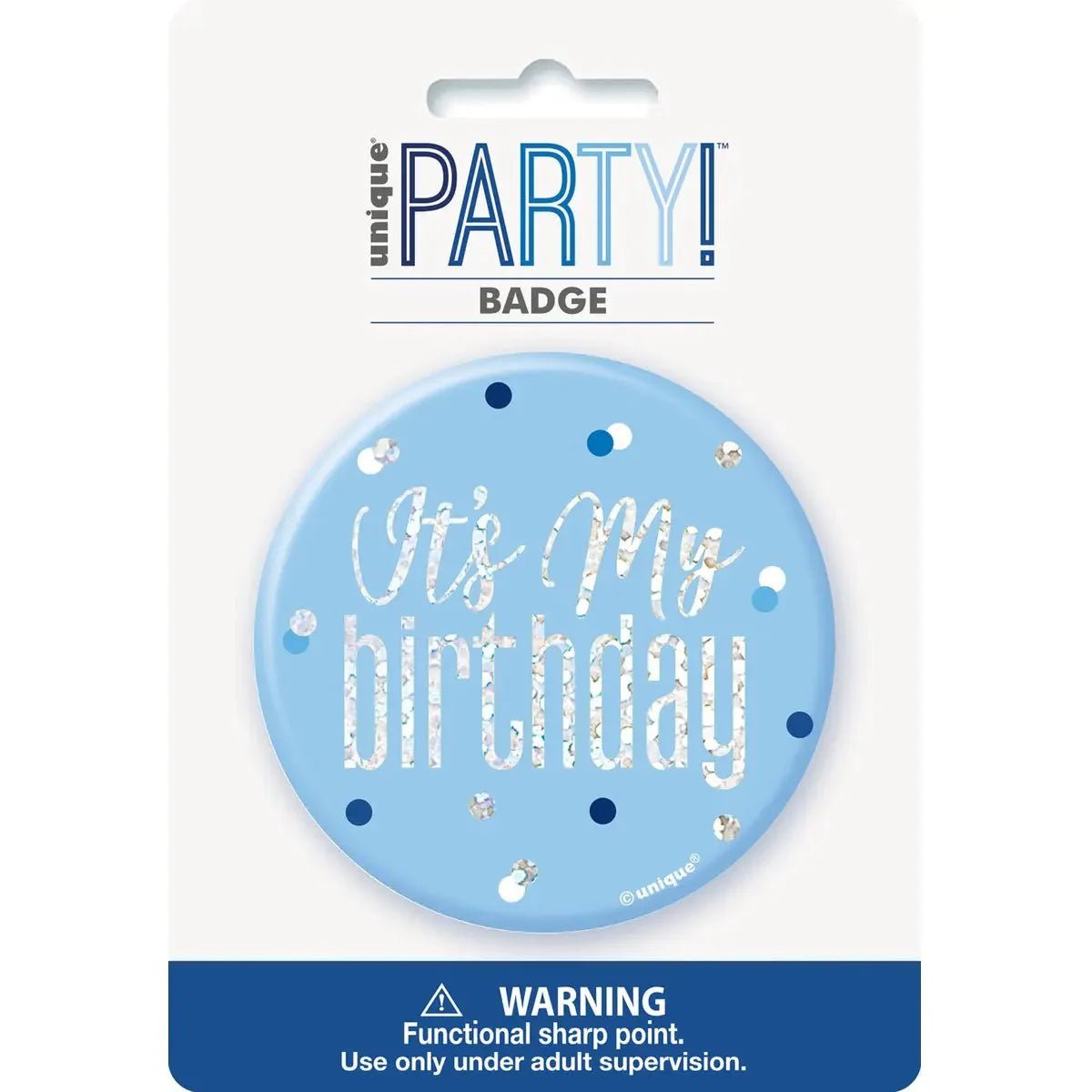 Glitz Blue Birthday Badge 7.6cm (3") - It's My Birthday - NextParty