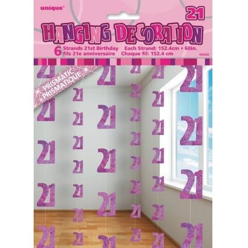 Glitz Pink And Silver 21st Birthday Hanging Decorations - NextParty