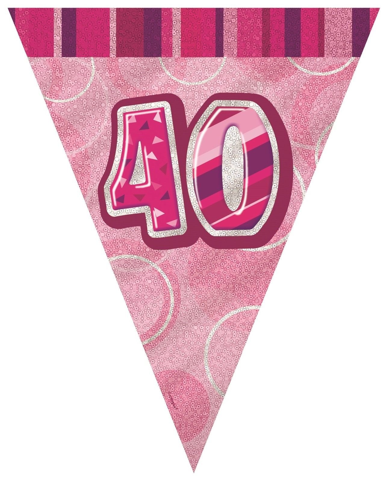 Glitz Pink And Silver 40th Birthday Bunting Flag Banner 3.6M (12') - NextParty