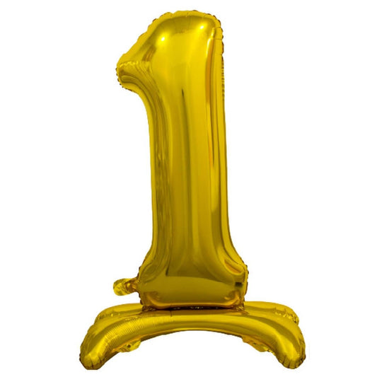 Gold "1" Giant Standing Numeral Foil Balloon 76cm (30") Air Filled Only - NextParty