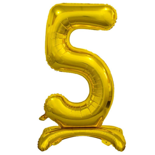 Gold "5" Giant Standing Numeral Foil Balloon 76cm (30") Air Filled Only - NextParty