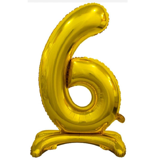 Gold "6" Giant Standing Numeral Foil Balloon 76cm (30") Air Filled Only - NextParty