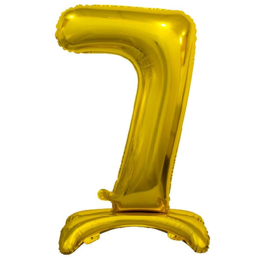 Gold "7" Giant Standing Numeral Foil Balloon 76cm (30") Air Filled Only - NextParty